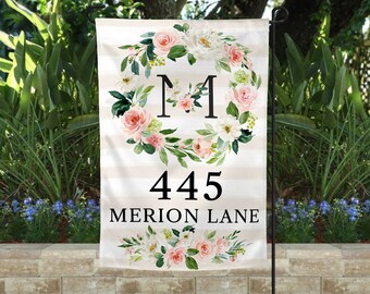 Personalized Address Garden Flag, Spring Garden Flag, Summer Garden Flag, Porch Decor, Entry Flag, Yard Decor, Housewarming Gift