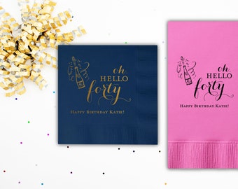 Custom Foil Birthday Napkins, Personalized Cocktail Napkins, Graduation, 40th Birthday, Wedding, Logo Napkin, Corporate Beverage or Luncheon