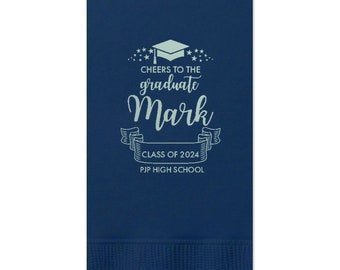 Custom Graduation Napkins, Class of 2024 Personalized Graduation Cocktail Napkins -Beverage, Luncheon, Dinner, and Guest Towels