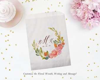 Bridal Shower Favors - Wedding Favor Bags - Country Floral Candy Bags - Cookie Bags - Candy Buffet Printed Paper Bags - Set of 25