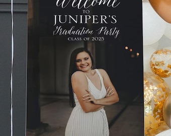 Graduation Photo Sign, Graduation Yard Signs, Graduation Decor 2025, Welcome Celebration Poster, Modern High School Graduation 2025