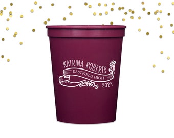 Graduation Cups Class of 2024 College Graduation Decorations Grad Party Favors Personalized Plastic Cups