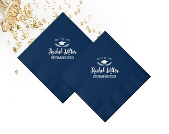 Graduation Napkins Personalized Beverage Napkins Class of 2025 Graduation Party Supplies Custom Printed Napkins Congrats Grad