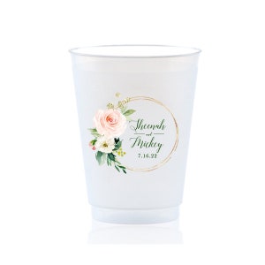 Custom Watercolor Monogram Full Color Shatterproof Cups, Engagement Photo Cups, Wedding Monogram Frost Flex Cups, Full Color Wedding Cups