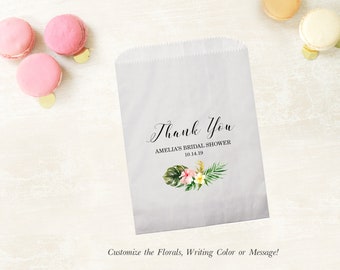 Tropical Palm Thank You Bridal Shower Favor Bags for wedding, Personalized Bridal Shower Candy Bags, Bridal Shower Favor, Wedding Shower