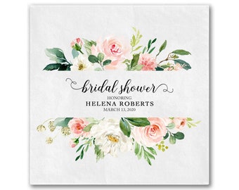 Personalized Napkins Bridal Shower Custom Printed Monogram Napkins Countdown to Wedding Monogrammed Cocktail Beverage Luncheon Guest Towels