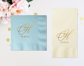 Initial Wedding Bar Cocktail Napkins - Personalized Wedding Napkins for the Bar