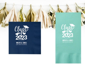The Class of 2024 Napkins, Personalized Set of 100 High School College, Graduation Napkins, 2024 Graduation Decor - Cocktail Luncheon Dinner