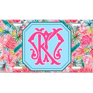 Personalized Purple Preppy License Plate - Monogram License Plate - Custom Front License Plate -Personalized Floral Car Accessory for Women