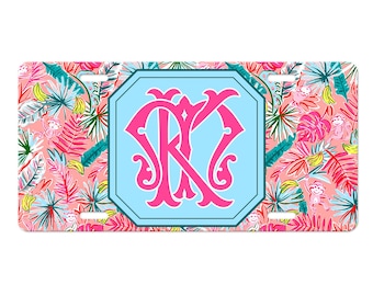 Personalized Purple Preppy License Plate - Monogram License Plate - Custom Front License Plate -Personalized Floral Car Accessory for Women
