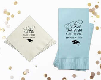 Personalized Graduation Napkins, Class of 2025 Graduation Party Decorations - Cocktail, Luncheon, Dinner, and Guest Towels