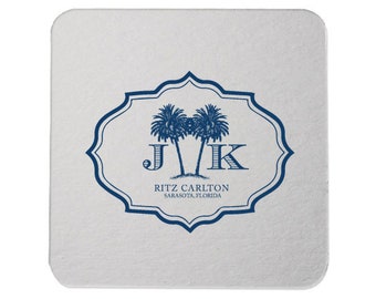 Palm Tree Coasters, Personalized Coasters, Custom, Drink Coaster, Bar Coaster, Wedding Favors, Gold Foil Coaster, Name Coaster 240