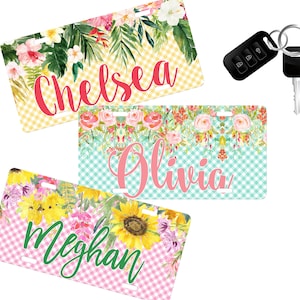 Monogram License Plate - Custom License Plate - Monogram License Plate Frame - Floral License Plate - Sunflowers, Tropical, Lilly