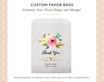 Thank you Wedding treat bag | wedding favor bag | Rustic wedding| Kraft favor bags | wedding treat bags | Summer wedding | Floral 5" x 7"