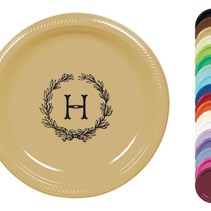 Elegante Monogramm Kunststoffteller – Maßgeschneiderte Einwegteller für formelle Veranstaltungen, Jubiläen oder Abendessen – 18 cm oder 25 cm