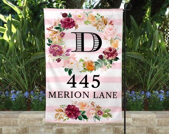 Personalized Address Garden Flag, Spring Garden Flag, Summer Garden Flag, Porch Decor, Entry Flag, Yard Decor, Housewarming Gift