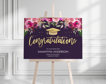 Graduation Celebration Party Personalized Welcome Sign Printable | Confetti | choose your colors | Class of 2025 | DIGITAL PRINTABLE FILES