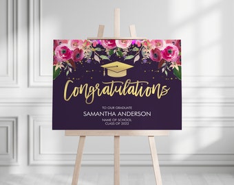 Graduation Celebration Party Personalized Welcome Sign Printable | Confetti | choose your colors | Class of 2024 | DIGITAL PRINTABLE FILES