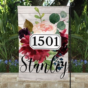 Address Garden Flag, Rustic garden flag, Street Address Flag, Custom yard marker, Monogram Flag, Flag with address, Last name flag