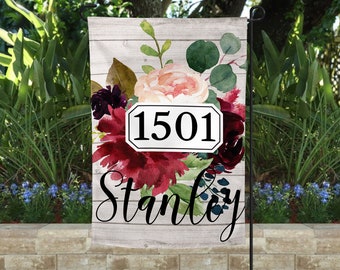 Address Garden Flag, Rustic garden flag, Street Address Flag, Custom yard marker, Monogram Flag, Flag with address, Last name flag