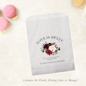LINED Love is Sweet Bags - Wedding Cookie Bags, Dessert Bar Bags, Guest Favor Bags - Candy Bags for Wedding, Bridal Shower, Engagement Party