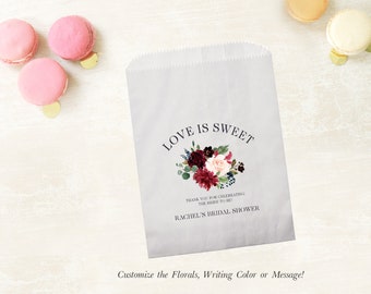 LINED Love is Sweet Bags - Wedding Cookie Bags, Dessert Bar Bags, Guest Favor Bags - Candy Bags for Wedding, Bridal Shower, Engagement Party