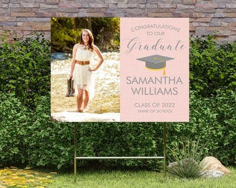 Graduation Yard Sign with H-Stake, Personalized Outdoor High School College Graduation Signs, Custom Lawn Decorations, Class of 2025 Sign