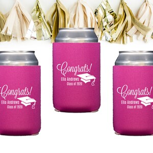 Graduation Coozies Class of 2025 Party Decorations Personalized Beer Huggers College Graduation Party Favors Custom Can Coolers