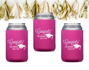 Graduation Coozies Class of 2024 Party Decorations Personalized Beer Huggers College Graduation Party Favors Custom Can Coolers