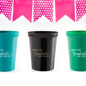 2025 Graduation Cups Party Decorations Personalized Grad Party Cups Custom Plastic Cups Class of 2025 Party Supplies Frosted Cups