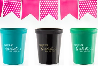 2025 Graduation Cups Party Decorations Personalized Grad Party Cups Custom Plastic Cups Class of 2025 Party Supplies Frosted Cups