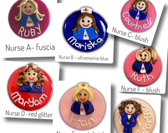 Personalised handmade polymer clay name badge Nurse Hospital Doctor Occupations Part A