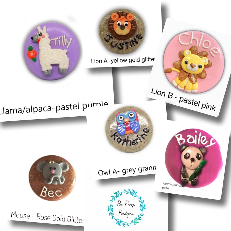 Personalised Handmade Polymer Clay Name Badge ANIMALS Part A - Etsy ...