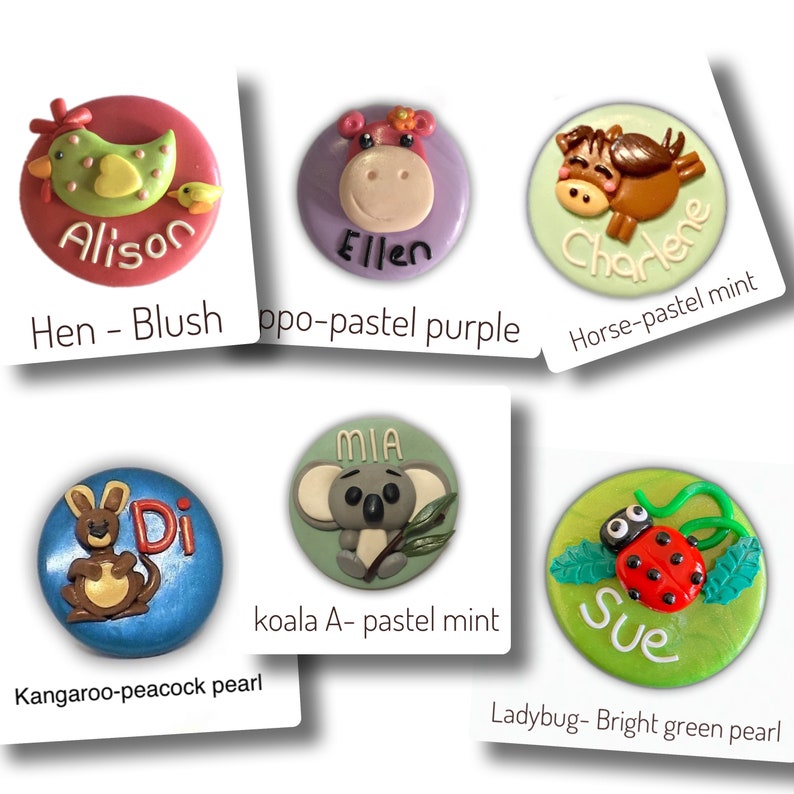 Personalised Handmade Polymer Clay Name Badge ANIMALS Part A Etsy Australia