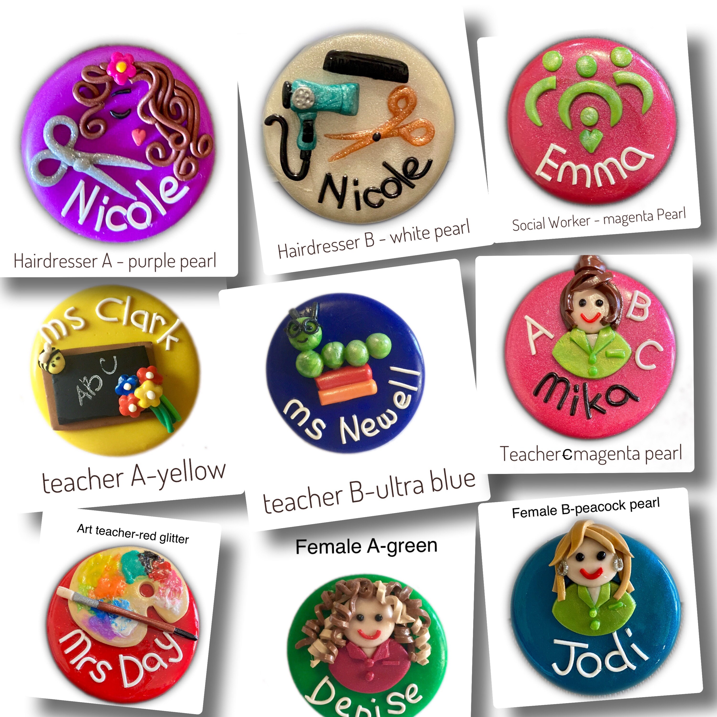 Personalised Handmade Polymer Clay Name Badge Nurse Hospital Etsy Australia