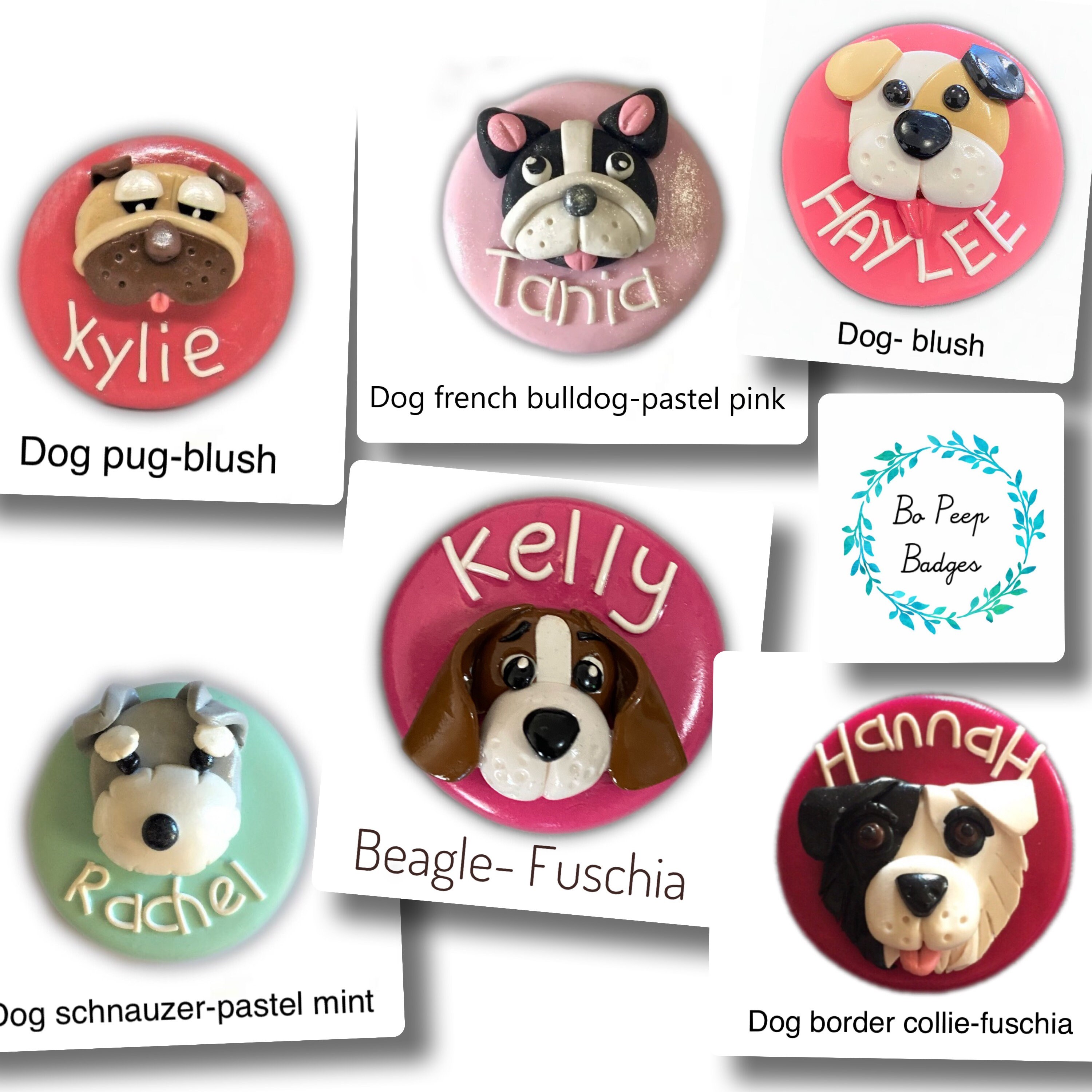 Personalised handmade polymer clay name badge ANIMALS Etsy