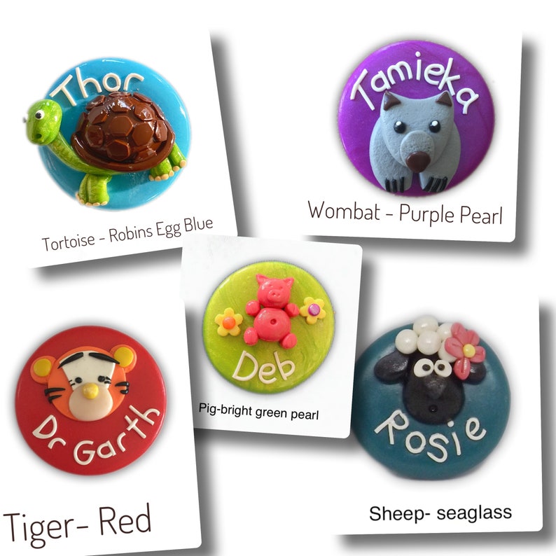 Personalised Handmade Polymer Clay Name Badge ANIMALS Part A Etsy Australia