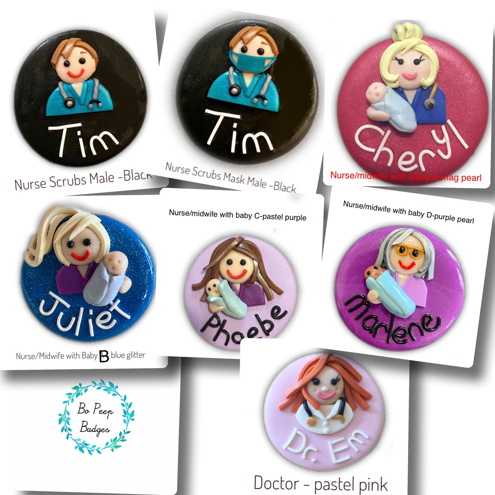 Personalised Handmade Polymer Clay Name Badge Nurse Hospital Etsy Australia