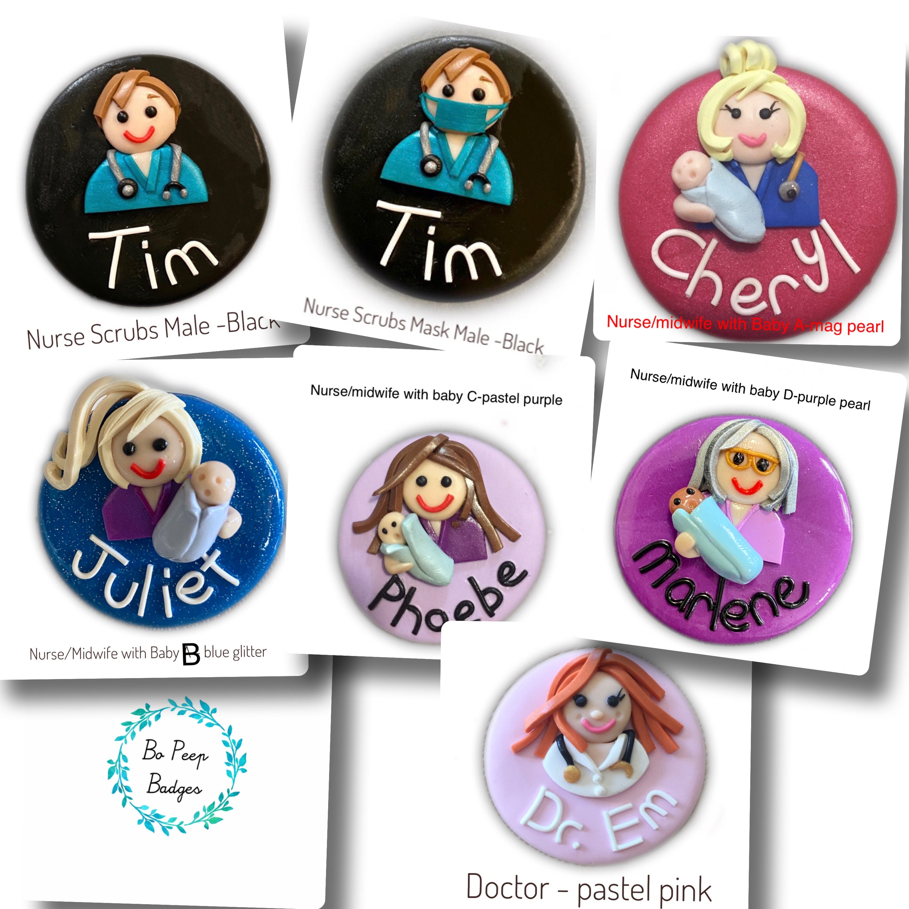 Personalised Handmade Polymer Clay Name Badge Nurse Hospital Etsy