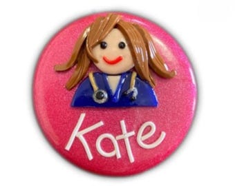 Custom Polymer Clay Nurse Name Badge - Personalised gift for Nurses - Handmade in Australia