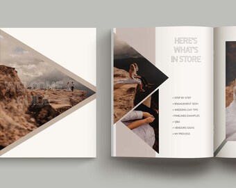 Photography Welcome Guide Template | Geometric Ocean Design (Canva, PDF)