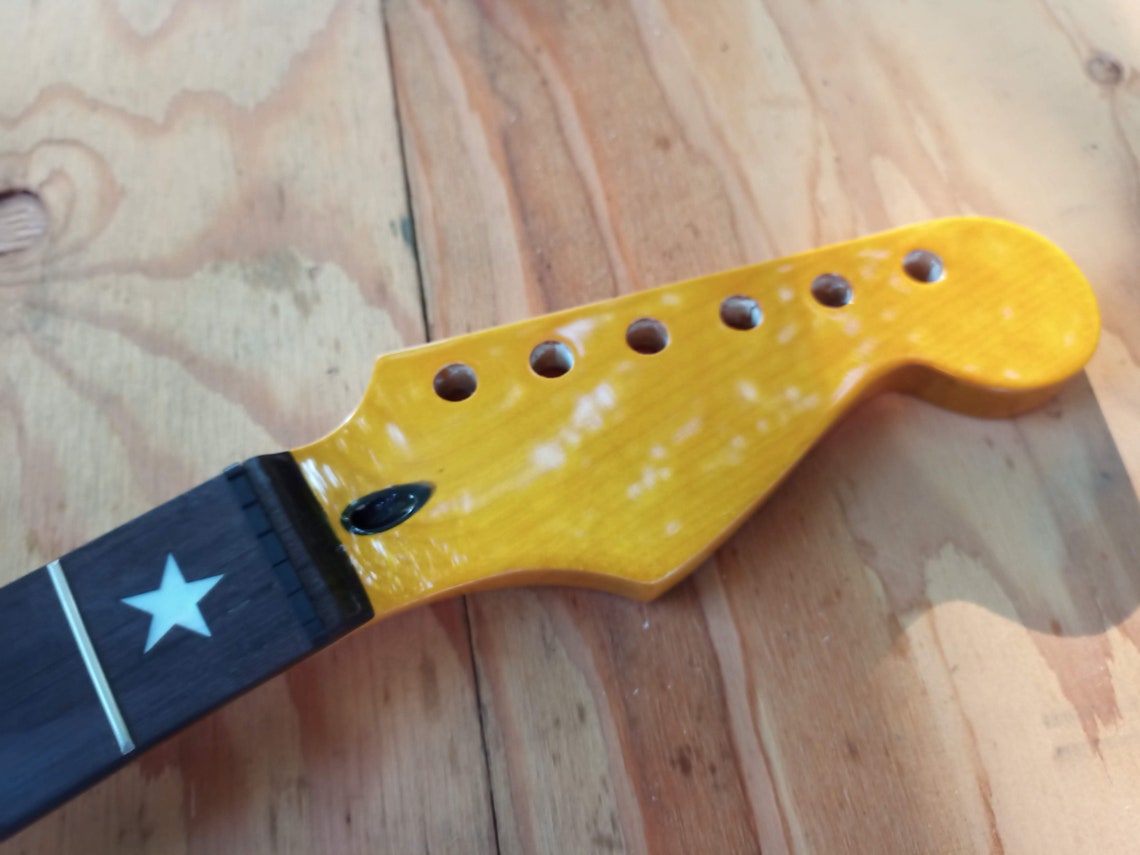 Custom star inlay ST Guitar neck replacement Steel frets Etsy