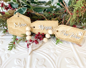 Personalized Stocking Tags, Stocking Name Tags, 3D Personalized Wood Tags, Personalized Wood Tags, Hanging Tags, Wood Name Tags, Ornaments