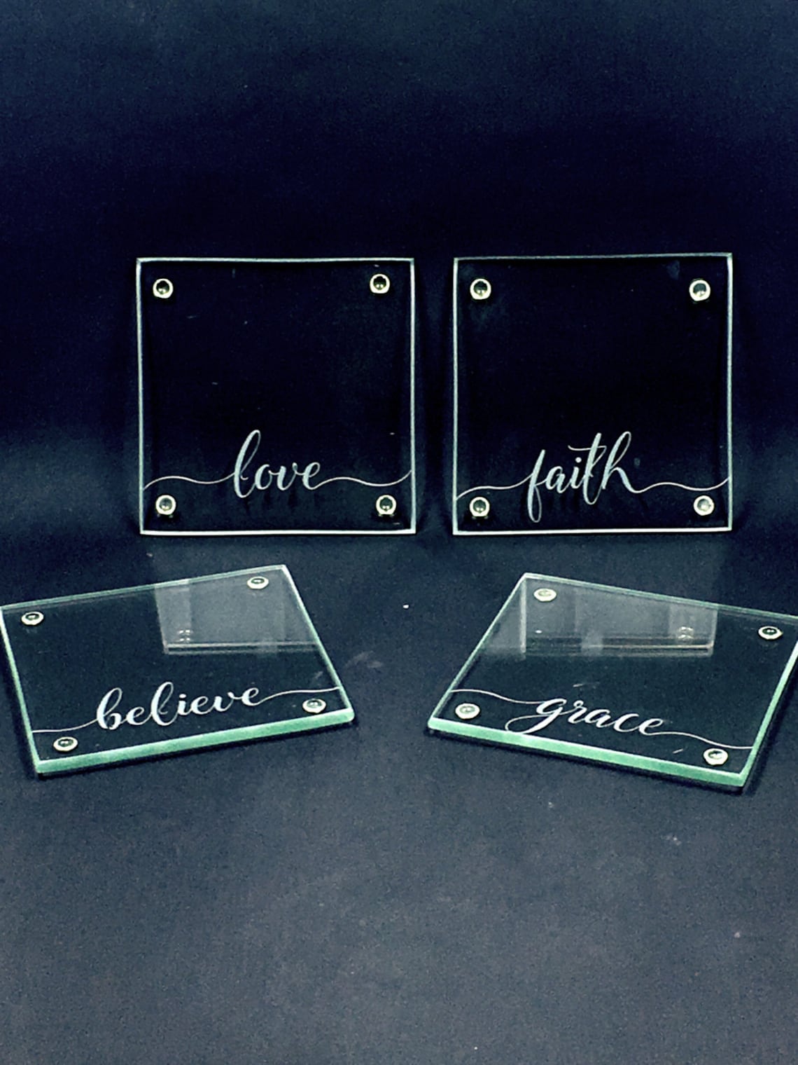 Etched Glass Coasters Coasters Glass Coaster Set of 4 Etsy
