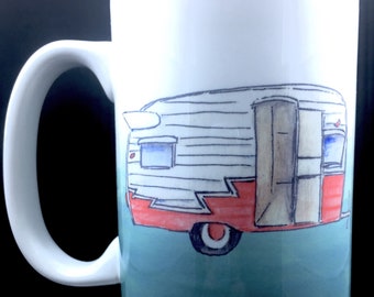 Coffee Mug Camper Coffee Mug Coffee Cup Ceramic Coffee Mug 15 oz Mug Camping Life