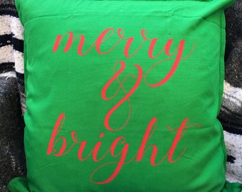 Christmas Pillow ~ Holiday Pillow ~ Winter Pillow ~ Christmas Decor ~ Merry & Bright Pillow ~ Throw Pillow ~ Accent Pillow