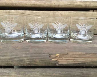 Christmas 2020 ~ Christmas Gift ~ Cocktail Glasses ~ Rocks Glasses ~ Set of 4 Etched Glasses ~ Whiskey Glasses