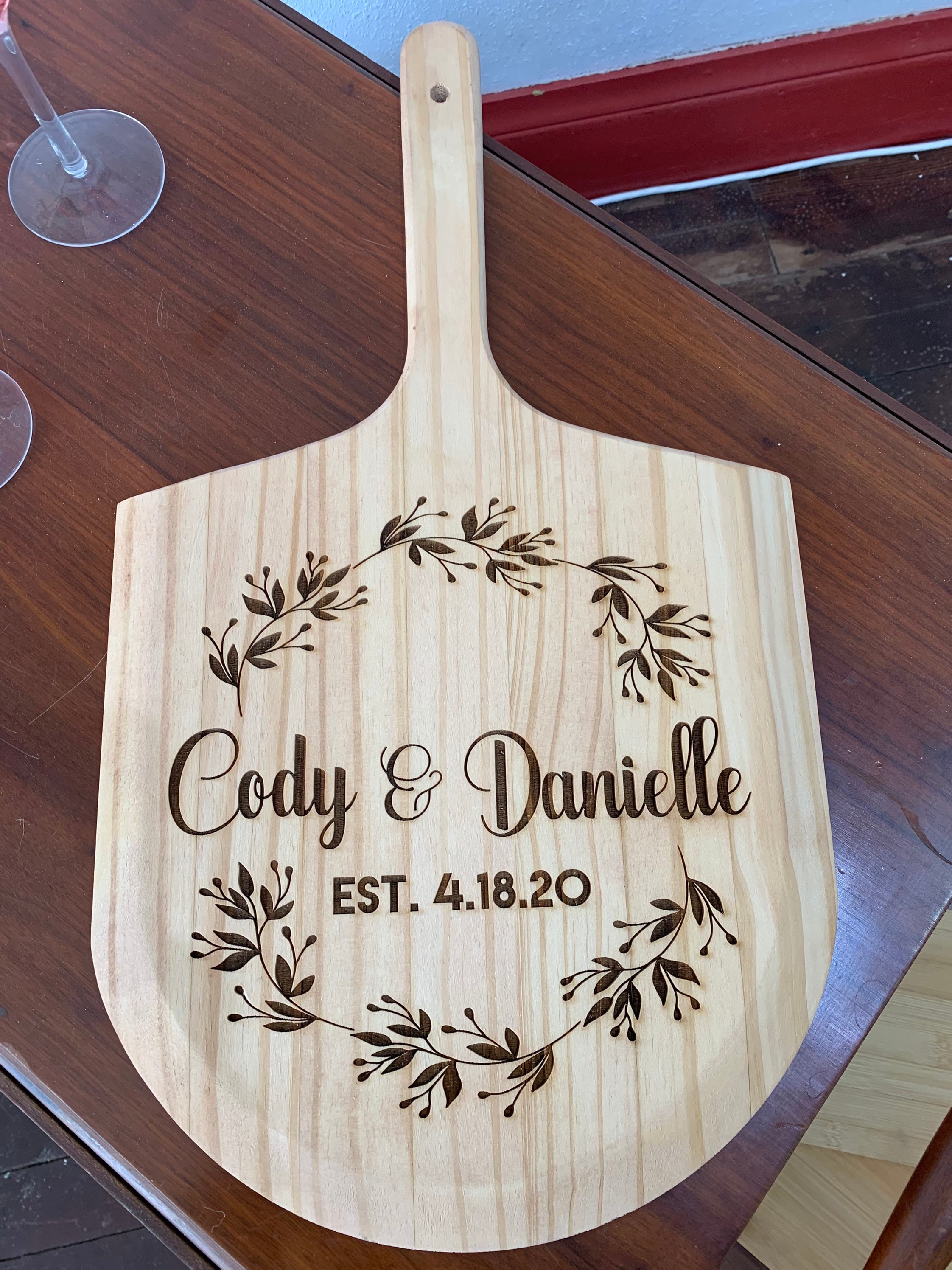 Custom Wood Pizza Peel Pine Wood Laser Engraved Etsy