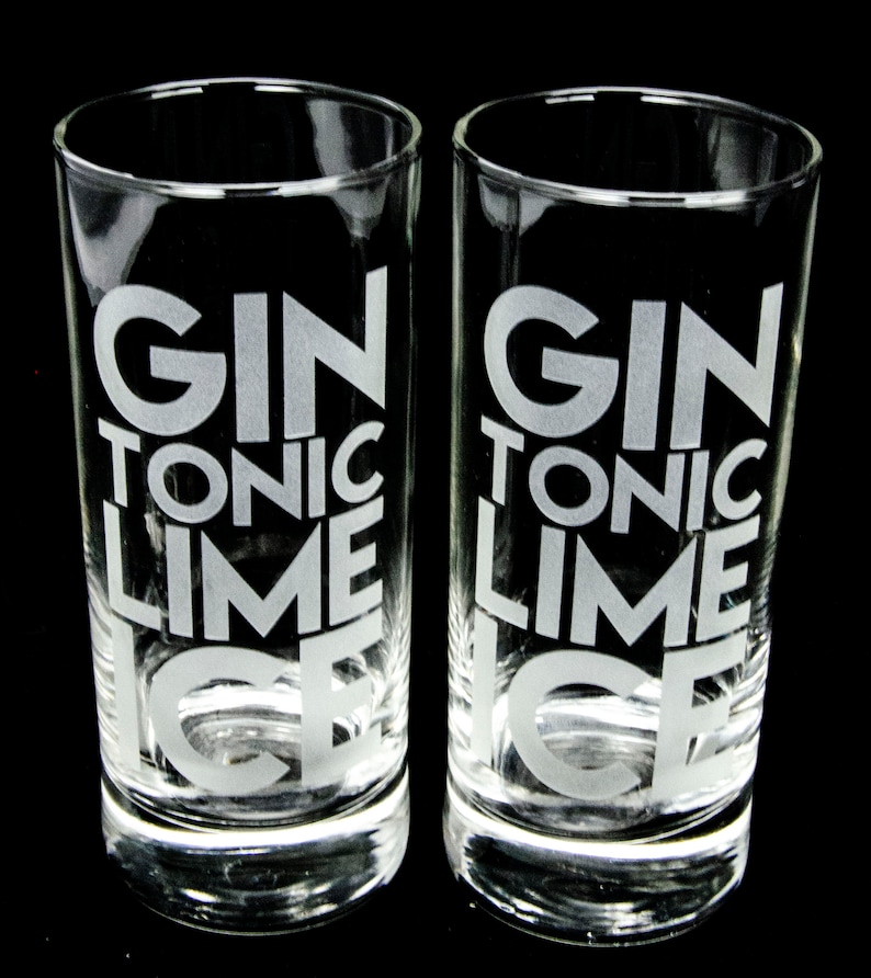 Gin and Tonic Glasses Gin Lover Gift Etched Glasses Etsy
