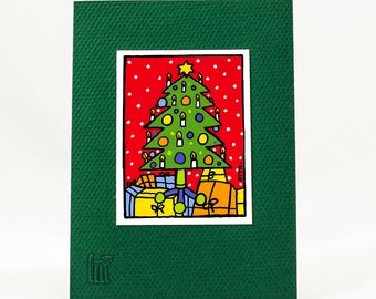 Christmas Tree Card Green Christmas card Modern Holiday card Kids Christmas card